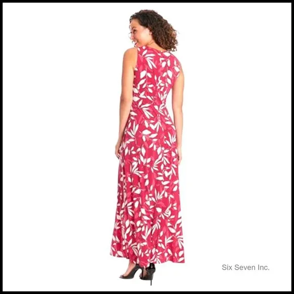 Sleeveless Jewel Neck Pleat Tuck Maxi Dress | Plus Size | 100% Polyester - Picture 4 of 5